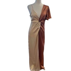 Elegant Two-Tone Dress ( 100% polyester)